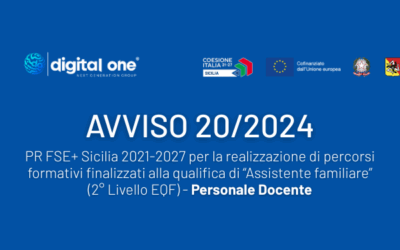 Avviso n. 20/24 PR FSE+ Sicilia 2021-2027 per la realizzazione di percorsi formativi finalizzati alla qualifica di “Assistente familiare” (2° Livello EQF) – PERSONALE DOCENTE