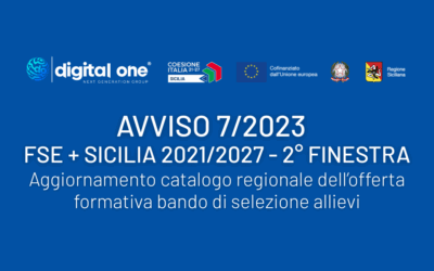 Avviso 7/2023 FSE+ Sicilia 2021/2027 – 2° Finestra – AGGIORNAMENTO CATALOGO REGIONALE DELL’OFFERTA FORMATIVA BANDI DI SELEZIONE ALLIEVI