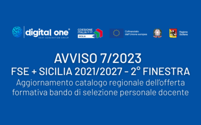 Avviso 7/2023 FSE+ Sicilia 2021/2027 – 2° Finestra – AGGIORNAMENTO CATALOGO REGIONALE DELL’OFFERTA FORMATIVA BANDI DI SELEZIONE PERSONALE DOCENTE